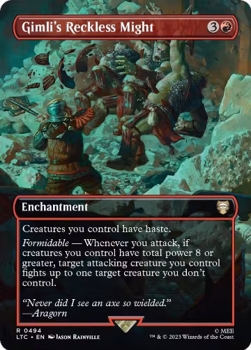 Gimli's Reckless Might (Borderless) (494), Commander: The Lord of the Rings: Tales of Middle-earth — Magic card price