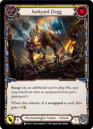 Junkyard Dogg (Yellow) (EVO127), Bright Lights — Flesh & Blood card price
