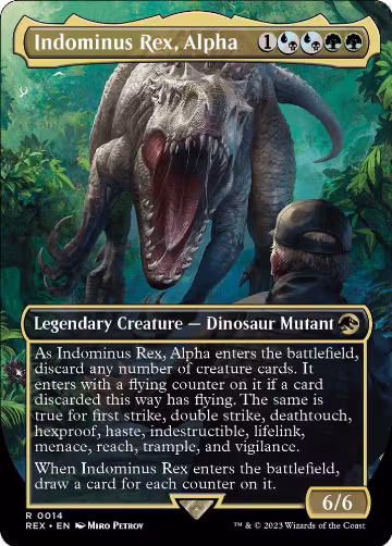 Indominus Rex, Alpha (Borderless) (14), Universes Beyond: Jurassic World Collection — Magic card price