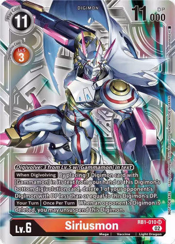 Siriusmon (Resurgence Booster Box Promotion Pack) (RB1-010 SR), Resurgence Booster — Digimon card price