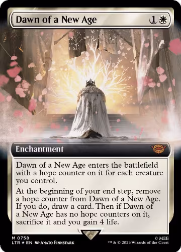Dawn of a New Age (Extended Art) (Surge Foil) (758), Universes Beyond: The Lord of the Rings: Tales of Middle-earth — Magic card price