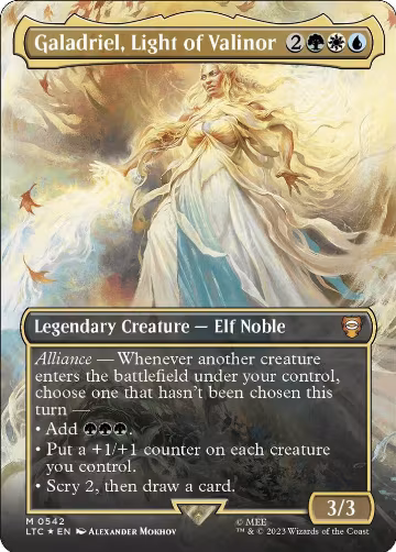 Galadriel, Light of Valinor (Borderless) (Surge Foil) (542), Commander: The Lord of the Rings: Tales of Middle-earth — Magic card price