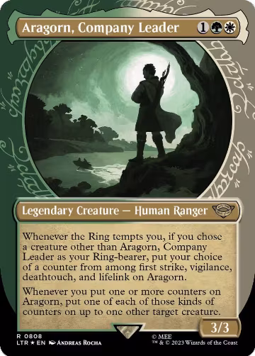 Aragorn, Company Leader (Showcase) (Surge Foil) (808), Universes Beyond: The Lord of the Rings: Tales of Middle-earth — Magic card price