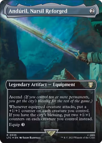 Anduril, Narsil Reforged (Borderless) (Surge Foil) (535), Commander: The Lord of the Rings: Tales of Middle-earth — Magic card price