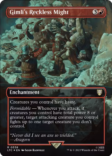 Gimli's Reckless Might (Borderless) (Surge Foil) (538), Commander: The Lord of the Rings: Tales of Middle-earth — Magic card price