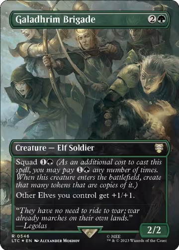 Galadhrim Brigade (Borderless) (Surge Foil) (546), Commander: The Lord of the Rings: Tales of Middle-earth — Magic card price
