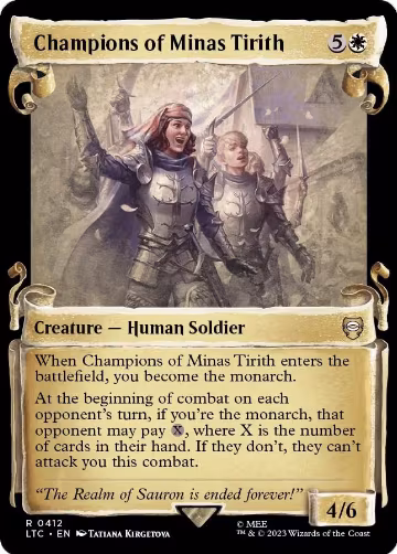 Champions of Minas Tirith (Showcase Scrolls) (412), Commander: The Lord of the Rings: Tales of Middle-earth — Magic card price