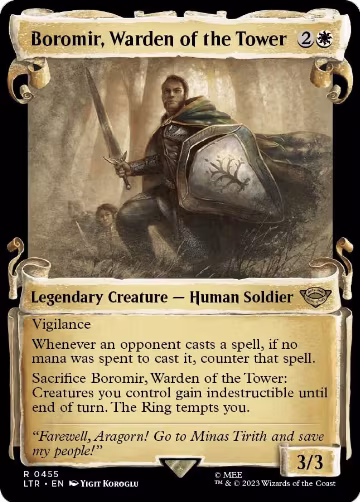 Boromir, Warden of the Tower (Showcase Scrolls) (455), Universes Beyond: The Lord of the Rings: Tales of Middle-earth — Magic card price
