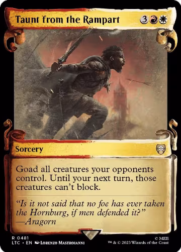 Taunt from the Rampart (Showcase Scrolls) (481), Commander: The Lord of the Rings: Tales of Middle-earth — Magic card price