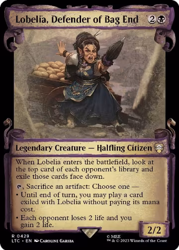 Lobelia, Defender of Bag End (Showcase Scrolls) (429), Commander: The Lord of the Rings: Tales of Middle-earth — Magic card price