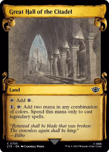 Great Hall of the Citadel (Showcase Scrolls) (705), Universes Beyond: The Lord of the Rings: Tales of Middle-earth — Magic card price