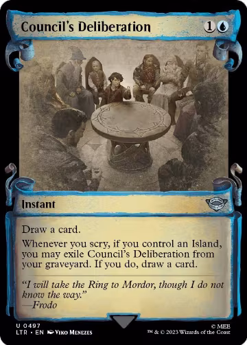 Council's Deliberation (Showcase Scrolls) (497), Universes Beyond: The Lord of the Rings: Tales of Middle-earth — Magic card price