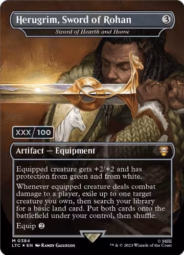 Herugrim, Sword of Rohan - Sword of Hearth and Home (Borderless) (Serial Numbered) (384), Commander: The Lord of the Rings: Tales of Middle-earth — Magic card price