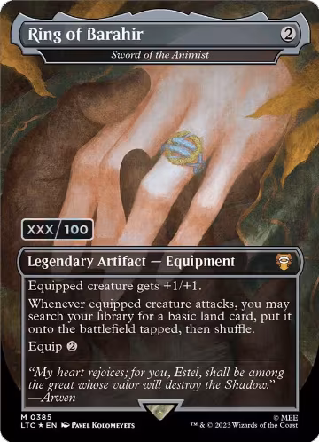 Ring of Barahir - Sword of the Animist (Borderless) (Serial Numbered) (385), Commander: The Lord of the Rings: Tales of Middle-earth — Magic card price