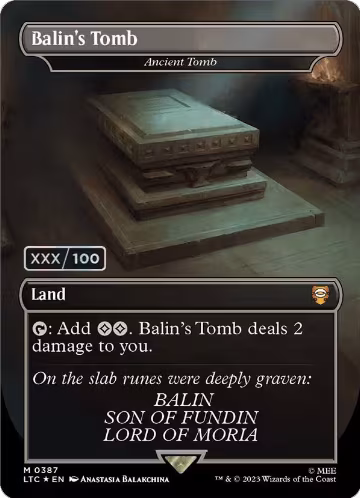 Balin's Tomb - Ancient Tomb (Borderless) (Serial Numbered) (387), Commander: The Lord of the Rings: Tales of Middle-earth — Magic card price