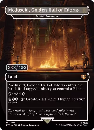 Meduseld, Golden Hall of Edoras - Castle Ardenvale (Borderless) (Serial Numbered) (391), Commander: The Lord of the Rings: Tales of Middle-earth — Magic card price