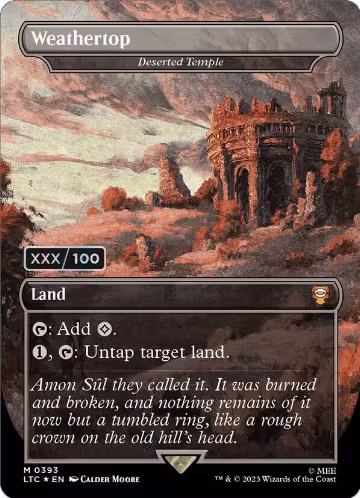 Weathertop - Deserted Temple (Borderless) (Serial Numbered) (393), Commander: The Lord of the Rings: Tales of Middle-earth — Magic card price