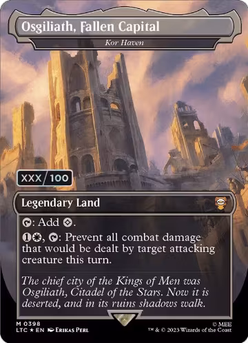 Osgiliath, Fallen Capital - Kor Haven (Borderless) (Serial Numbered) (398), Commander: The Lord of the Rings: Tales of Middle-earth — Magic card price