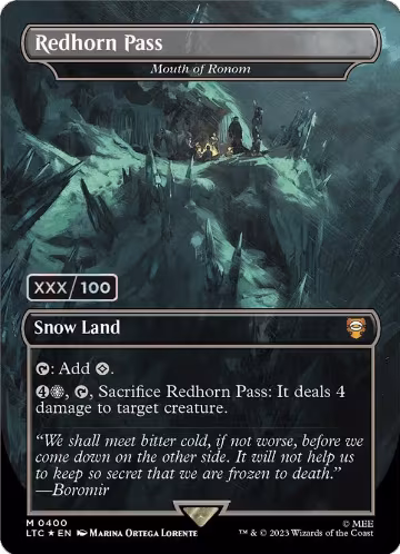 Redhorn Pass - Mouth of Ronom (Borderless) (Serial Numbered) (400), Commander: The Lord of the Rings: Tales of Middle-earth — Magic card price