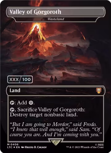 Valley of Gorgoroth - Wasteland (Borderless) (Serial Numbered) (406), Commander: The Lord of the Rings: Tales of Middle-earth — Magic card price