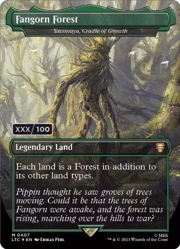 Fangorn Forest - Yavimaya, Cradle of Growth (Borderless) (Serial Numbered) (407), Commander: The Lord of the Rings: Tales of Middle-earth — Magic card price