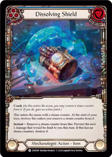 Dissolving Shield (Blue) (EVO089), Bright Lights — Flesh & Blood card price