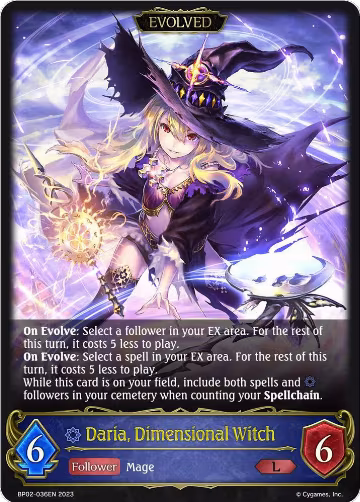 Daria, Dimensional Witch (Evolved) (BP02-036EN), Reign of Bahamut — Shadowverse card price
