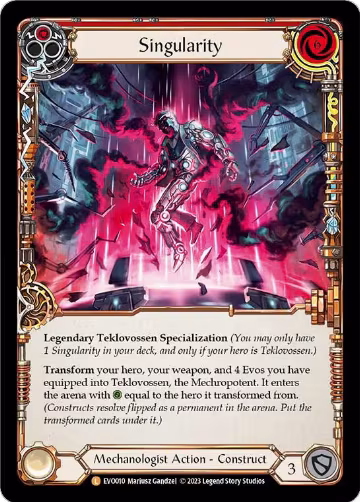 Singularity // Teklovossen, the Mechropotent (EVO010), Bright Lights — Flesh & Blood card price