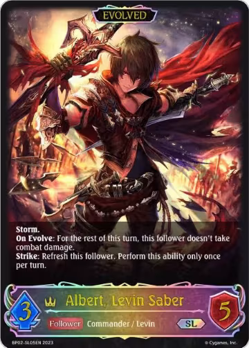 Albert, Levin Saber (Evolved) (SL) (BP02-SL05EN), Reign of Bahamut — Shadowverse card price