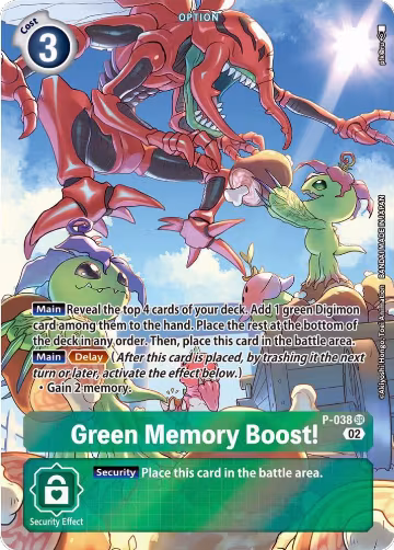 Green Memory Boost! - P-038 (Digimon Adventure Box 2) (P-038 SR), Digimon Promotion Cards — Digimon card price