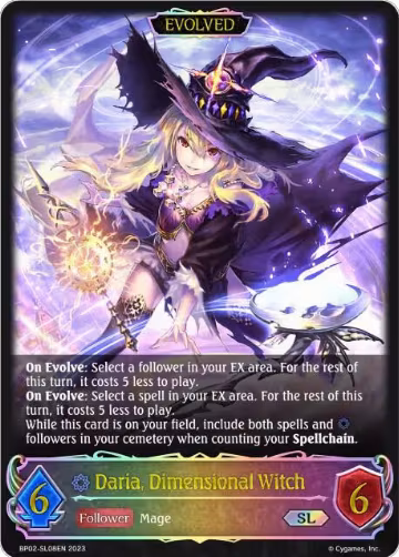 Daria, Dimensional Witch (Evolved) (SL) (BP02-SL08EN), Reign of Bahamut — Shadowverse card price