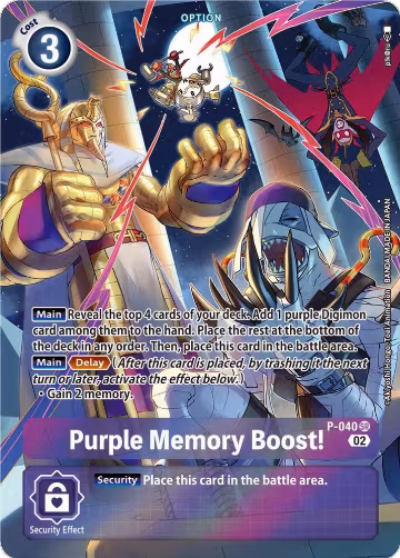 Purple Memory Boost! - P-040 (Digimon Adventure Box 2) (P-040 SR), Digimon Promotion Cards — Digimon card price