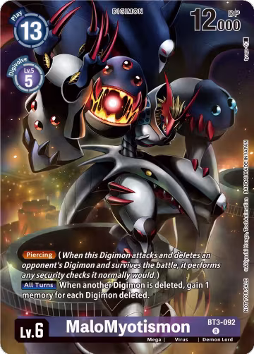 MaloMyotismon (Tamer Party Pack -The Beginning-) (BT3-092 R), Release Special Booster 1.0 — Digimon card price