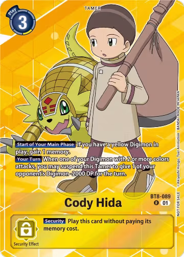 Cody Hida (Tamer Party Pack -The Beginning-) (BT8-089 R), New Awakening — Digimon card price