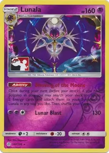 Lunala (102/236), League & Championship Cards — Pokémon card price