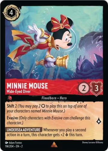 Minnie Mouse - Wide-Eyed Diver (114/204), Rise of the Floodborn — Lorcana card price