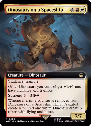 Dinosaurs on a Spaceship (Extended Art) (408), Universes Beyond: Doctor Who — Magic card price