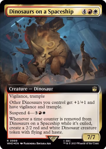 Dinosaurs on a Spaceship (Extended Art) (Surge Foil) (999), Universes Beyond: Doctor Who — Magic card price