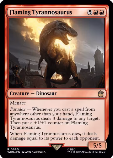Flaming Tyrannosaurus (Surge Foil) (690), Universes Beyond: Doctor Who — Magic card price