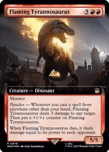 Flaming Tyrannosaurus (Extended Art) (Surge Foil) (976), Universes Beyond: Doctor Who — Magic card price