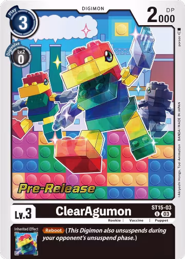 ClearAgumon (ST15-03 U), Starter Deck 15: Dragon of Courage Pre-Release Cards — Digimon card price