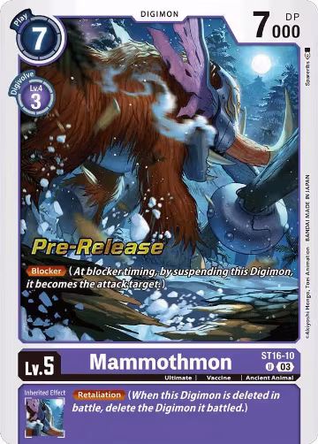Mammothmon (ST16-10 U), Starter Deck 16: Wolf of Friendship Pre-Release Cards — Digimon card price
