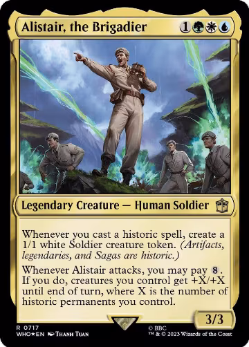 Alistair, the Brigadier (Surge Foil) (717), Universes Beyond: Doctor Who — Magic card price