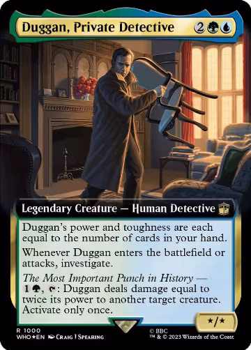Duggan, Private Detective (Extended Art) (Surge Foil) (1000), Universes Beyond: Doctor Who — Magic card price