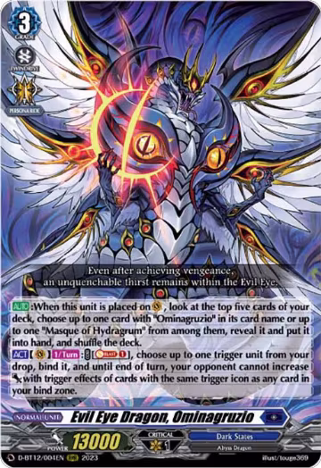 Evil Eye Dragon, Ominagruzio (D-BT12/004EN), D-BT12: Evenfall Onslaught — Vanguard card price