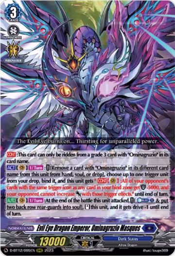 Evil Eye Dragon Emperor, Ominagruzio Masques (D-BT12/005EN), D-BT12: Evenfall Onslaught — Vanguard card price