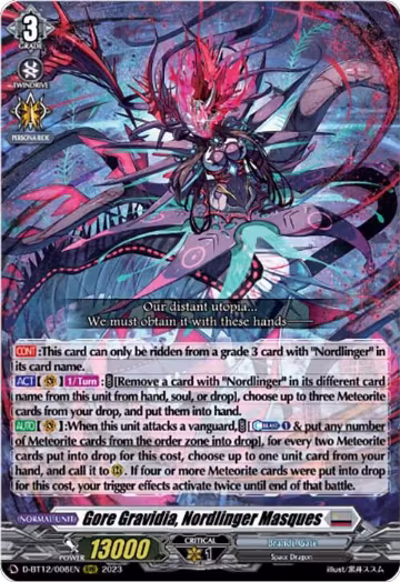Gore Gravidia, Nordlinger Masques (D-BT12/008EN), D-BT12: Evenfall Onslaught — Vanguard card price