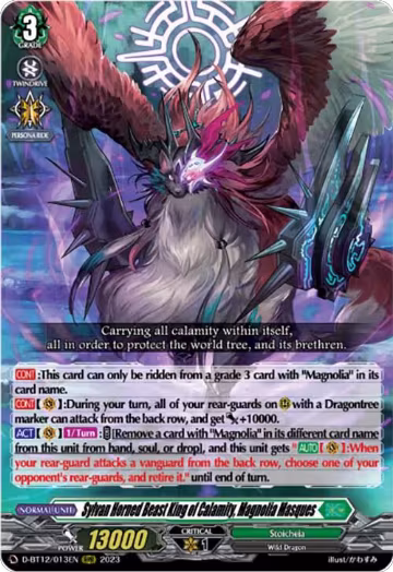Sylvan Horned Beast King of Calamity, Magnolia Masques (D-BT12/013EN), D-BT12: Evenfall Onslaught — Vanguard card price