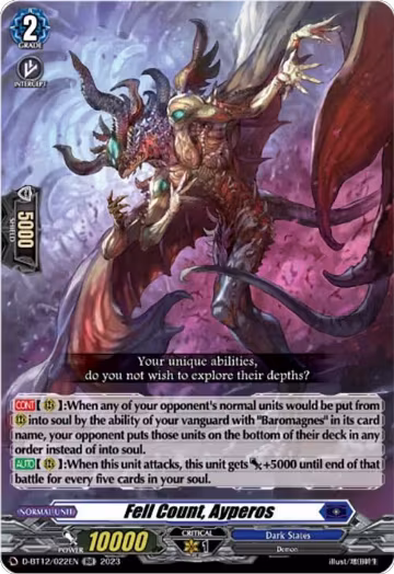Fell Count, Ayperos (D-BT12/022EN), D-BT12: Evenfall Onslaught — Vanguard card price