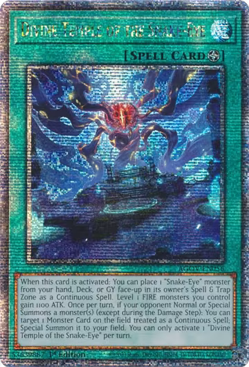 Divine Temple of the Snake-Eye (Quarter Century Secret Rare) (AGOV-EN056), Age of Overlord — Yu-Gi-Oh! card price
